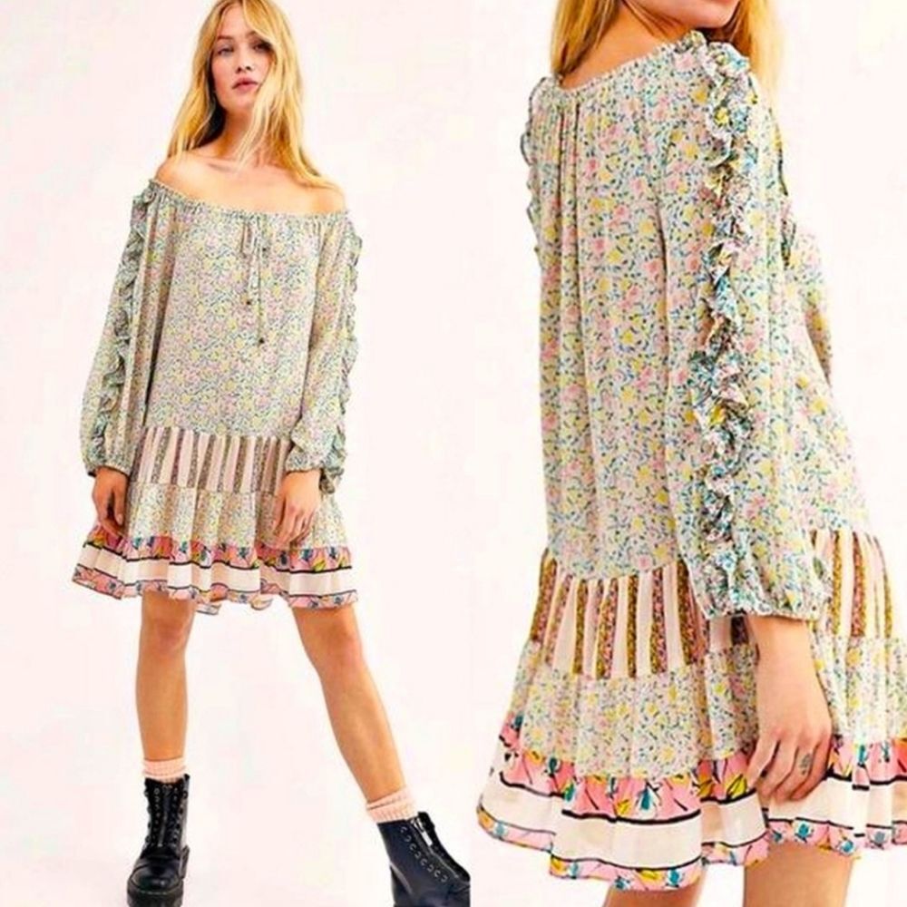Free People Flowers In Your Hair Ruffle Dress.